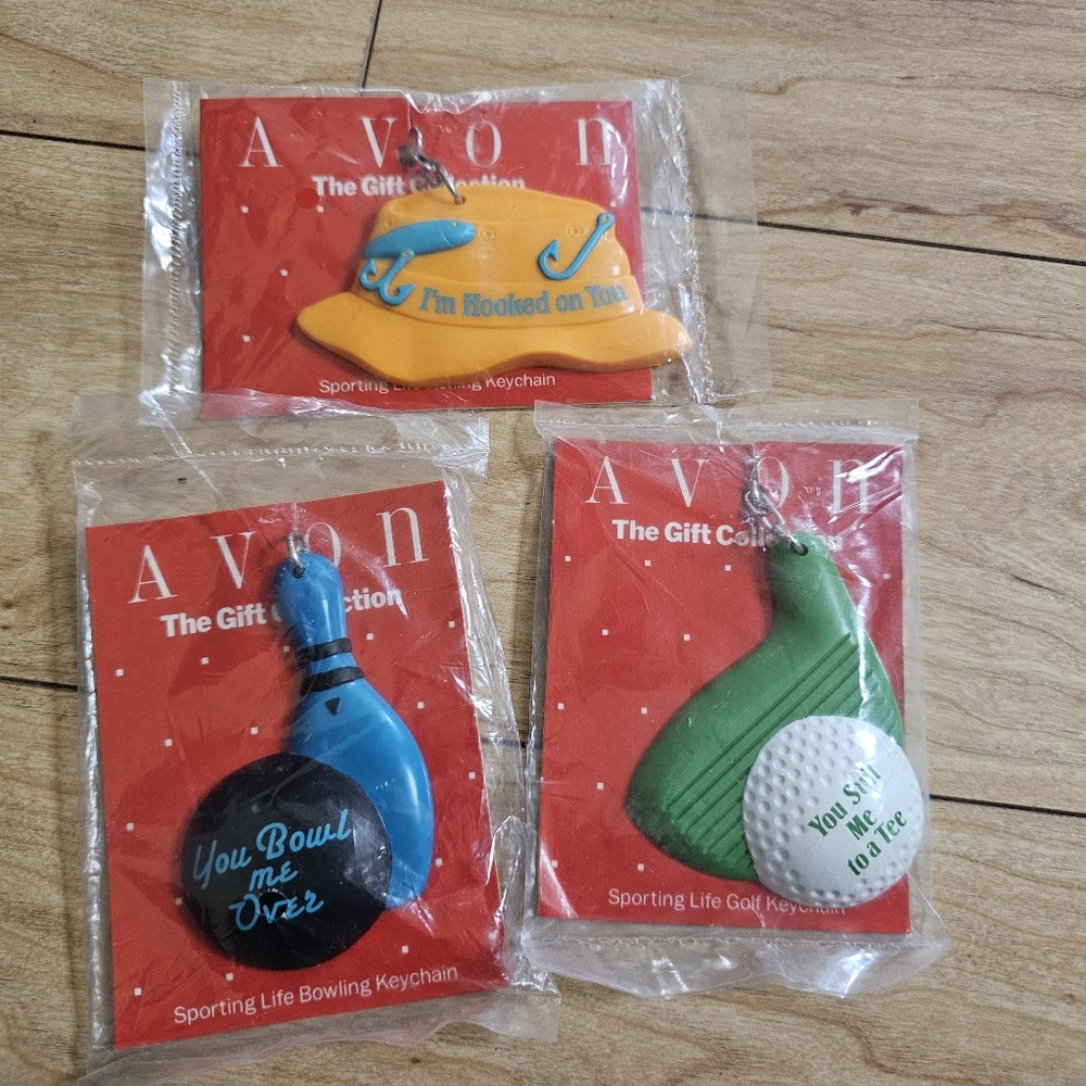 Vintage Avon Gift Collection Sporting Life Sports Valentines Keychain Lot of 3